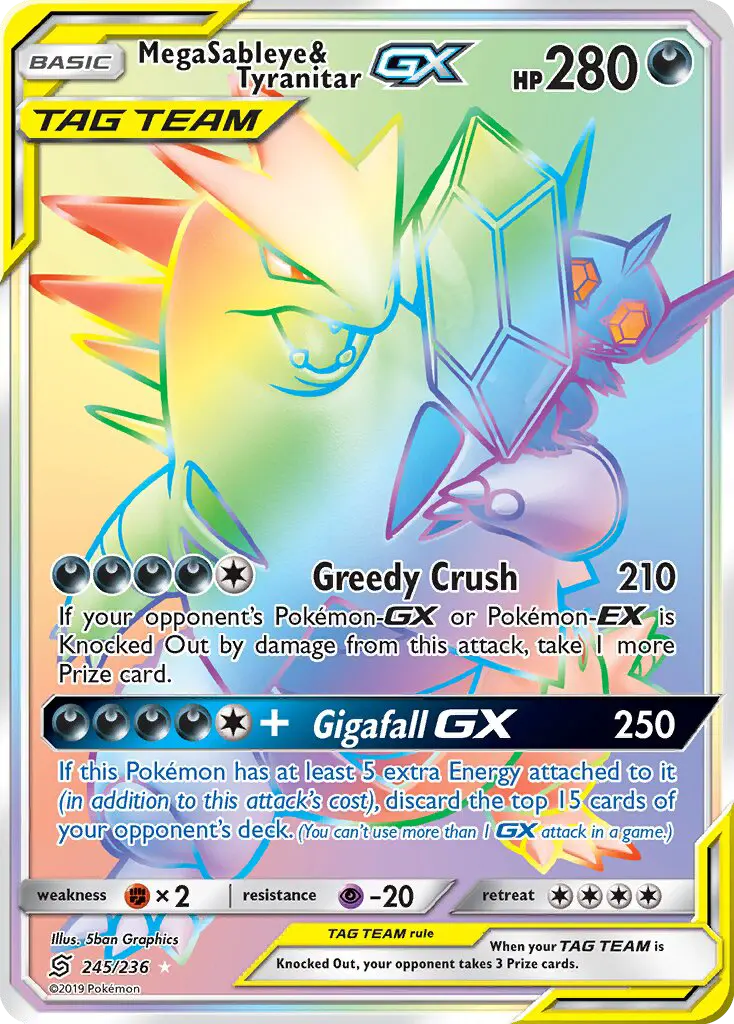 Mega Sableye & Tyranitar GX 245 Unified Minds Pokesingles