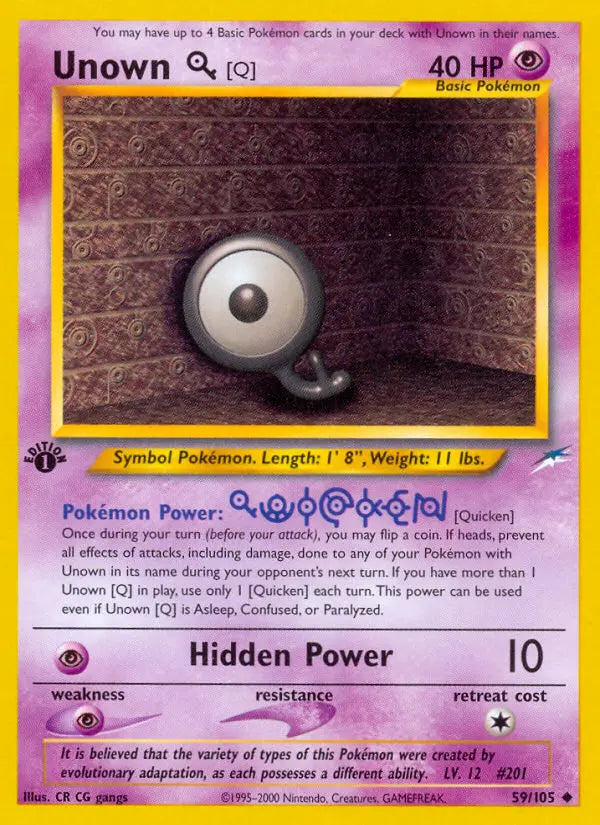Unown [Q] 59 Neo Destiny Pokesingles