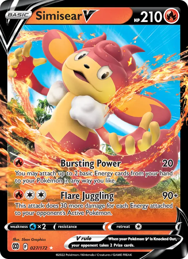 Simisear V 27 Brilliant Stars Pokesingles