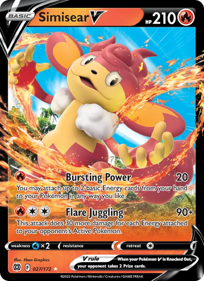 Simisear V 27 Brilliant Stars Pokesingles