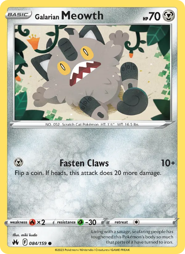 Galarian Meowth 84 Crown Zenith Pokesingles