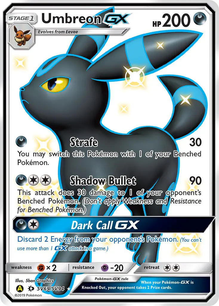 Umbreon-GX SV69 Hidden Fates Shiny Vault Pokesingles