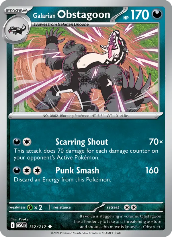 Galarian Obstagoon 132 Ascended Heroes Pokesingles