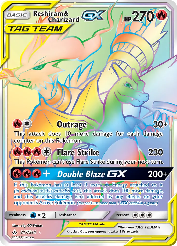 Reshiram & Charizard GX 217 Unbroken Bonds Pokesingles