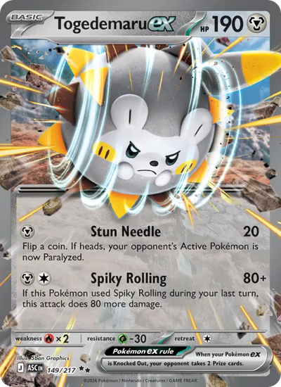 Togedemaru ex 149 Ascended Heroes Pokesingles