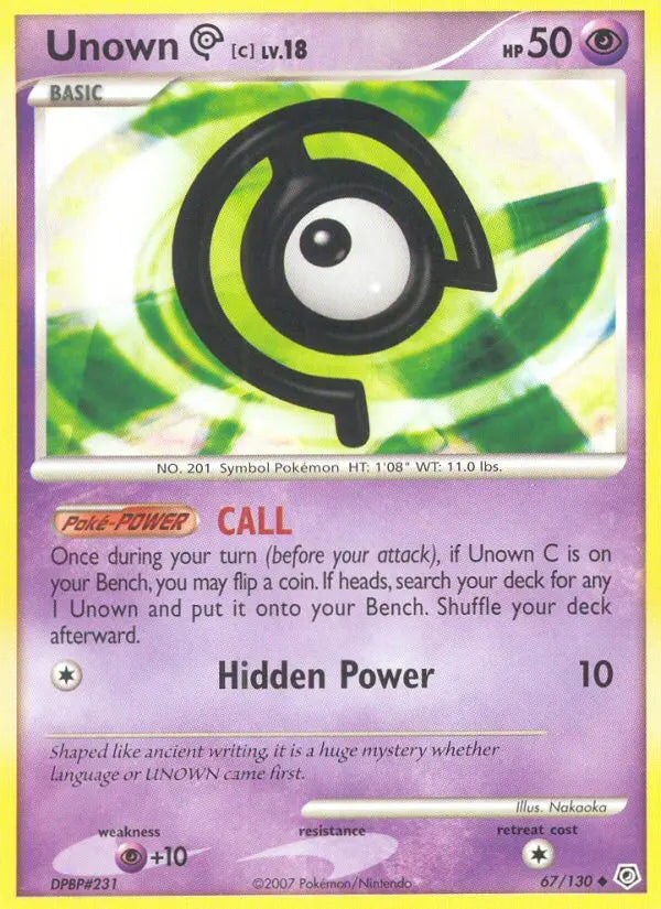 Unown C 67 Diamond & Pearl Pokesingles