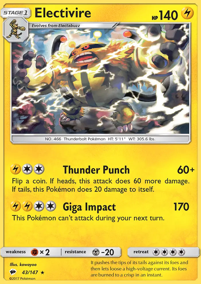 Electivire 43 Burning Shadows Pokesingles