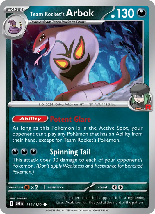 Team Rocket's Arbok 113 Destined Rivals Pokesingles