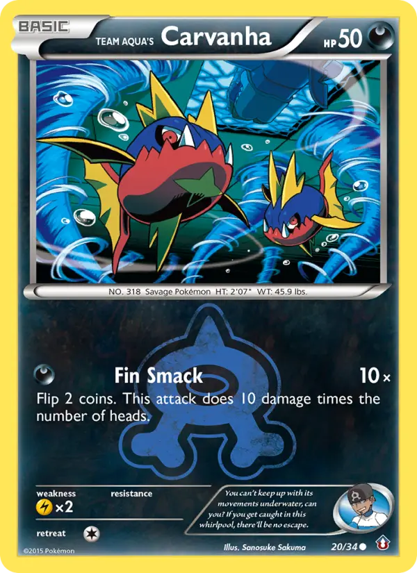 Team Aqua's Carvanha 20 Double Crisis Pokesingles