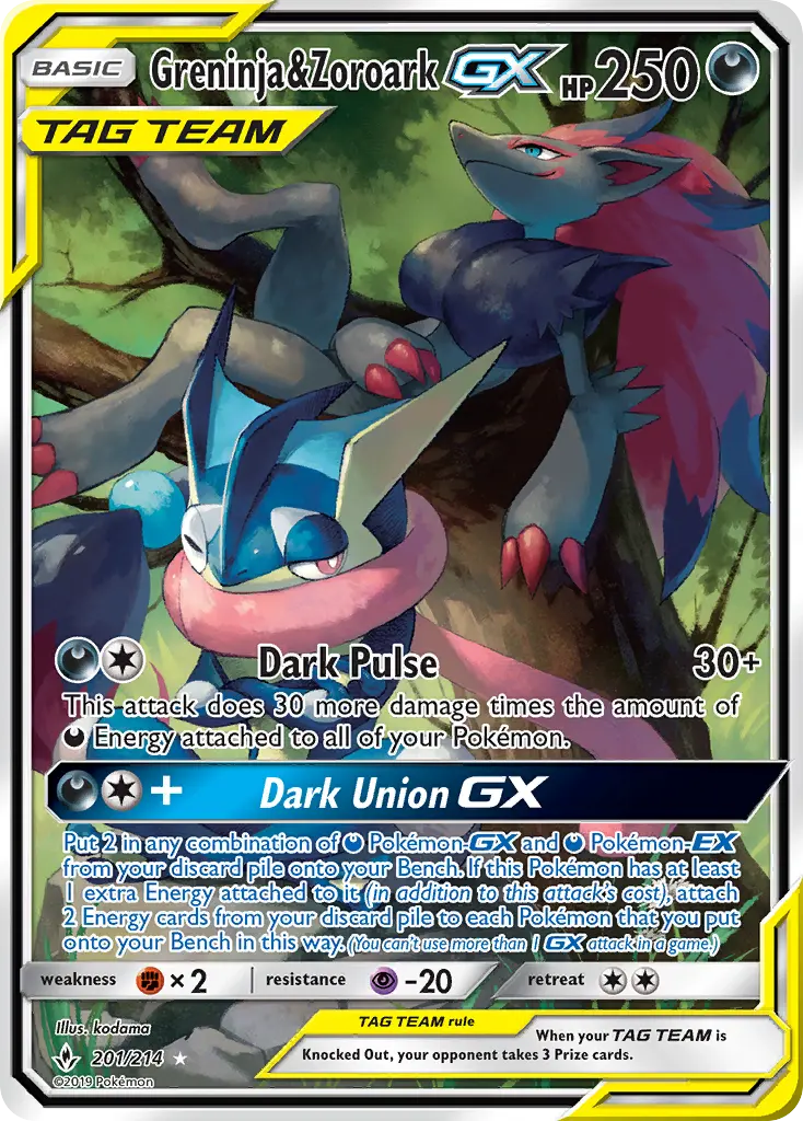 Greninja & Zoroark GX 201 Unbroken Bonds Pokesingles
