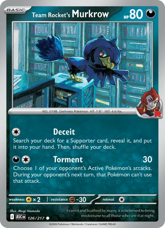 Team Rocket's Murkrow 126 Ascended Heroes Pokesingles
