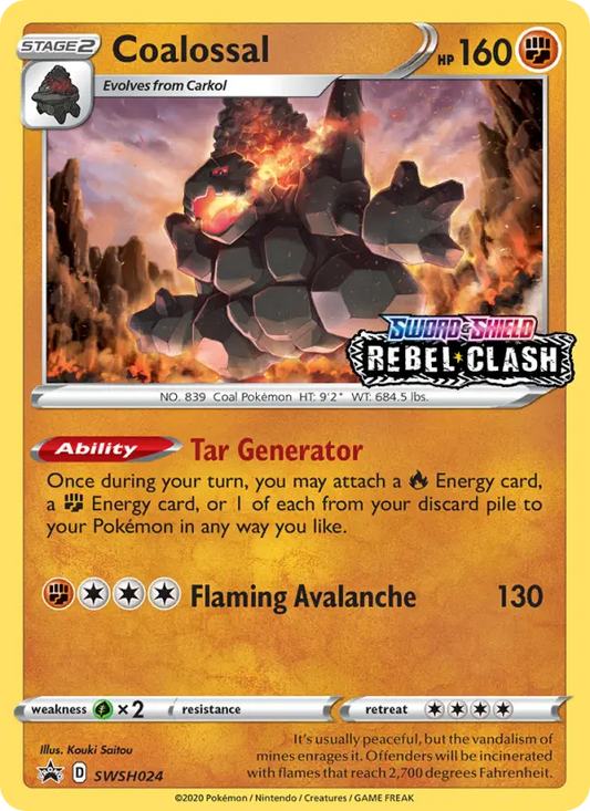 Coalossal SWSH024 SWSH Black Star Promos Pokesingles