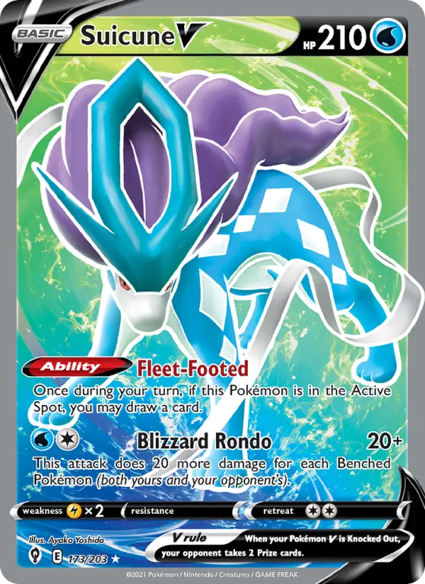Suicune V 173 Evolving Skies Pokesingles