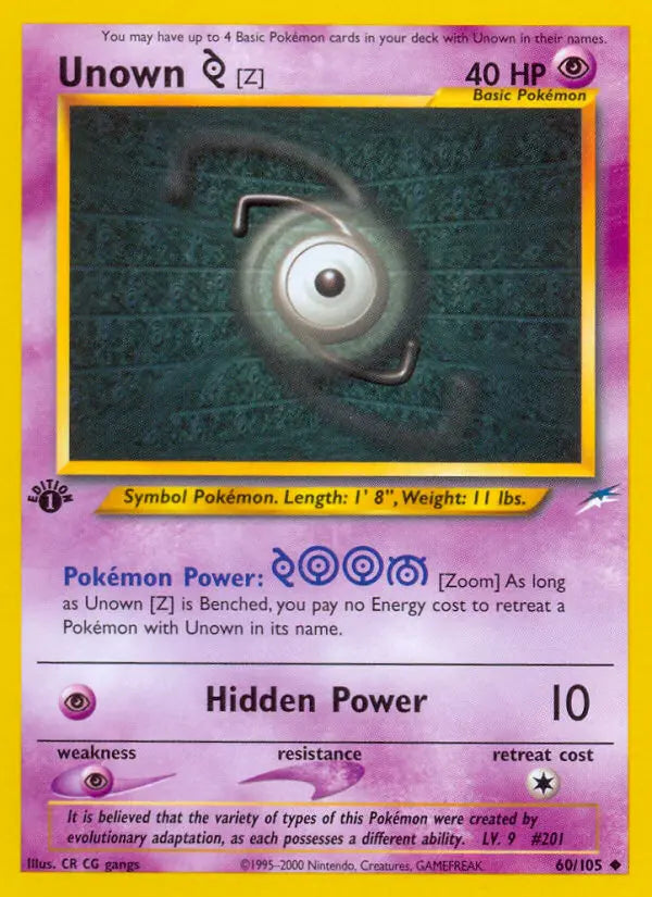 Unown [Z] 60 Neo Destiny Pokesingles