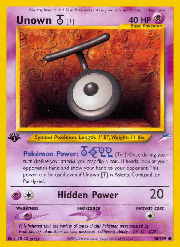 Unown [T] 88 Neo Destiny Pokesingles