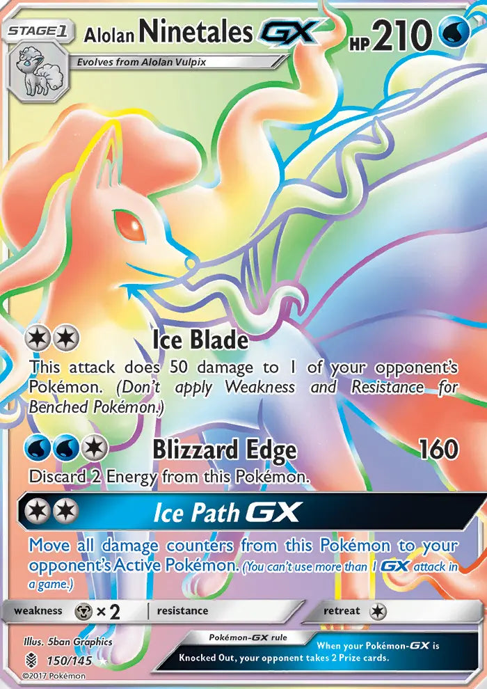 Alolan Ninetales GX 150 Guardians Rising Pokesingles