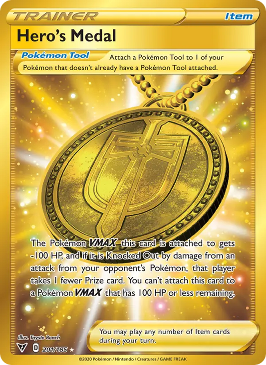 Hero's Medal 201 Vivid Voltage Pokesingles