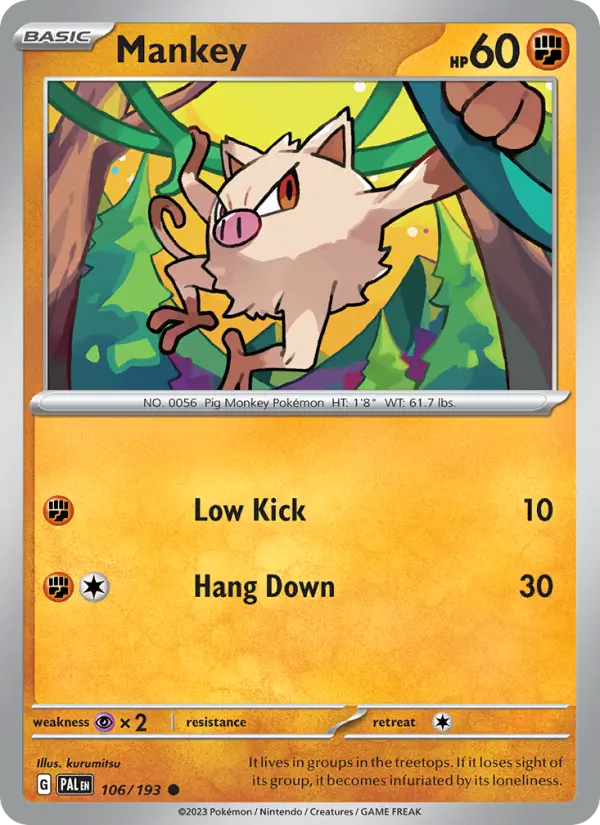 Mankey 106 Paldea Evolved Pokesingles