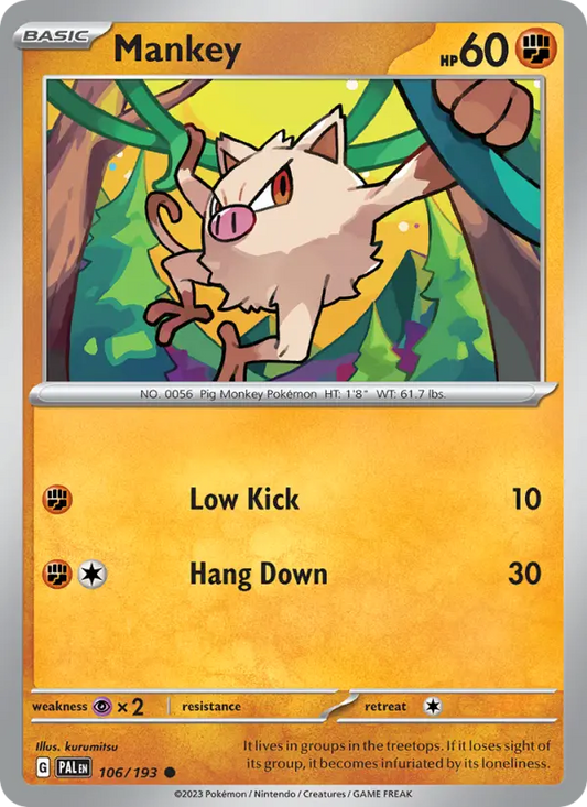Mankey 106 Paldea Evolved Pokesingles