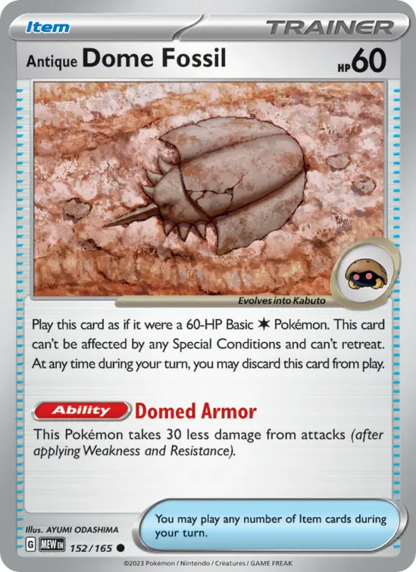 Antique Dome Fossil 152 151 Pokesingles