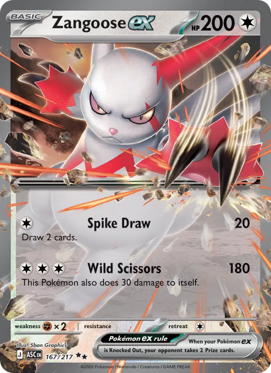 Zangoose ex 167 Ascended Heroes Pokesingles