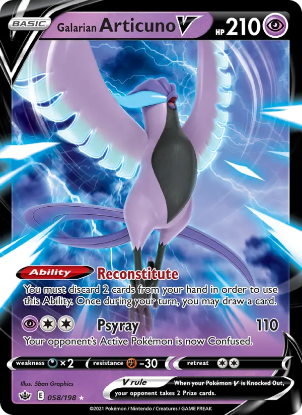 Galarian Articuno V 58 Chilling Reign Pokesingles