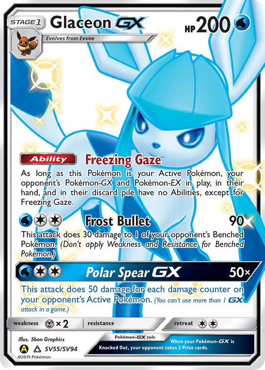 Glaceon-GX SV55 Hidden Fates Shiny Vault Pokesingles