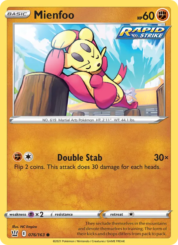 Mienfoo 76 Battle Styles Pokesingles