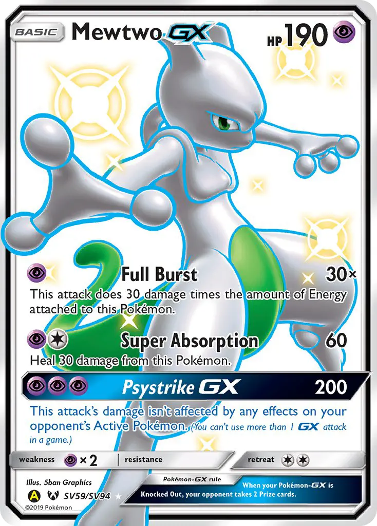 Mewtwo-GX SV59 Hidden Fates Shiny Vault Pokesingles