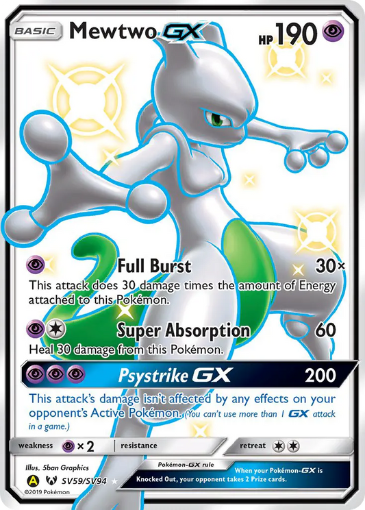 Mewtwo-GX SV59 Hidden Fates Shiny Vault Pokesingles