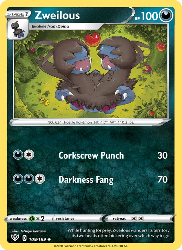 Zweilous 109 Darkness Ablaze Pokesingles
