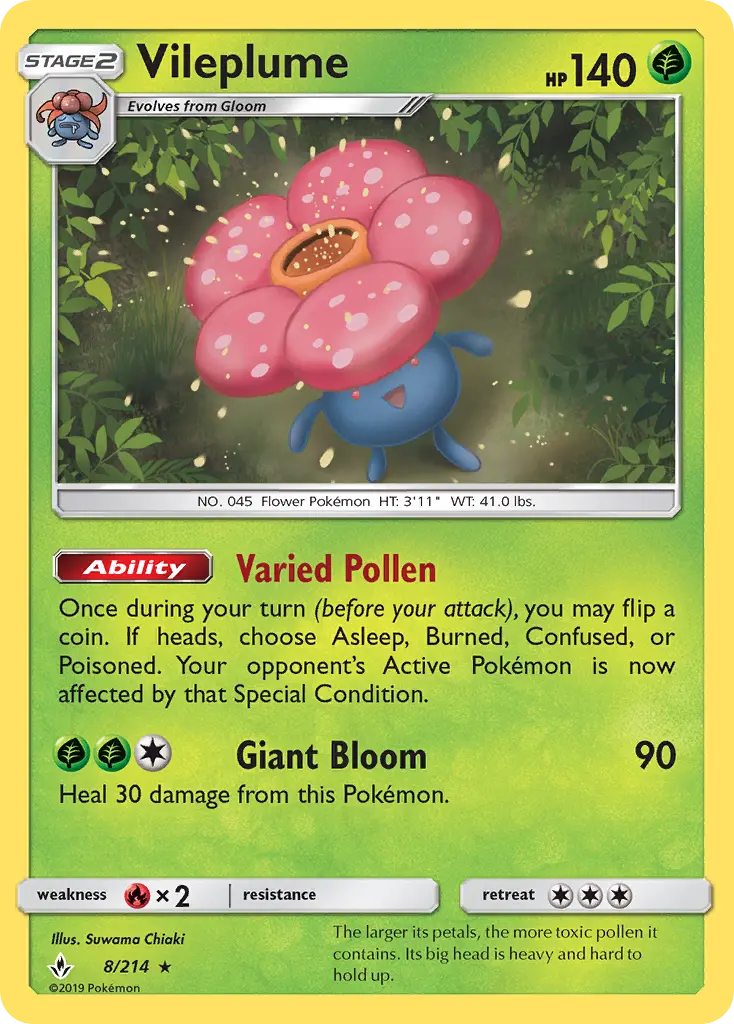 Vileplume 8 Unbroken Bonds Pokesingles