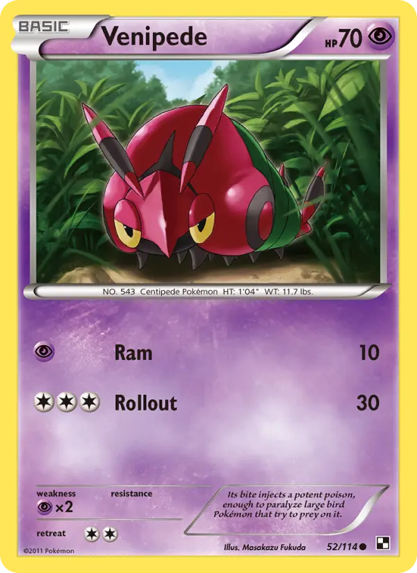 Venipede 52 Black & White Pokesingles