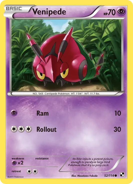 Venipede 52 Black & White Pokesingles