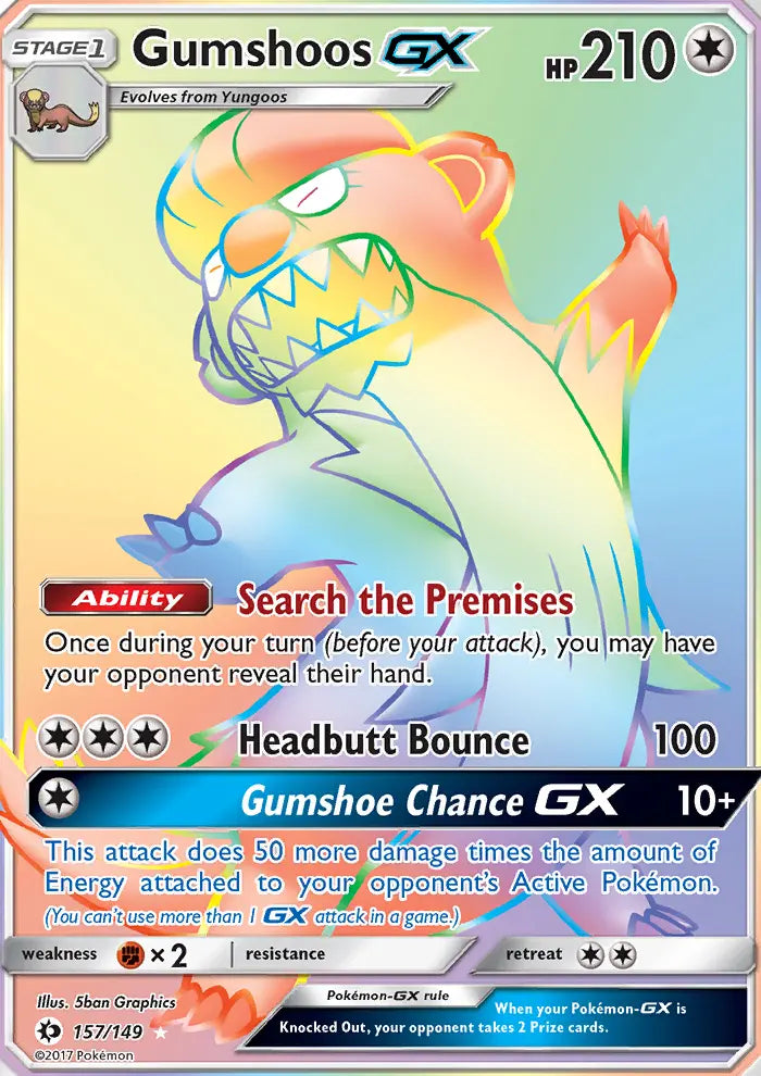 Gumshoos GX 157 Sun & Moon Pokesingles
