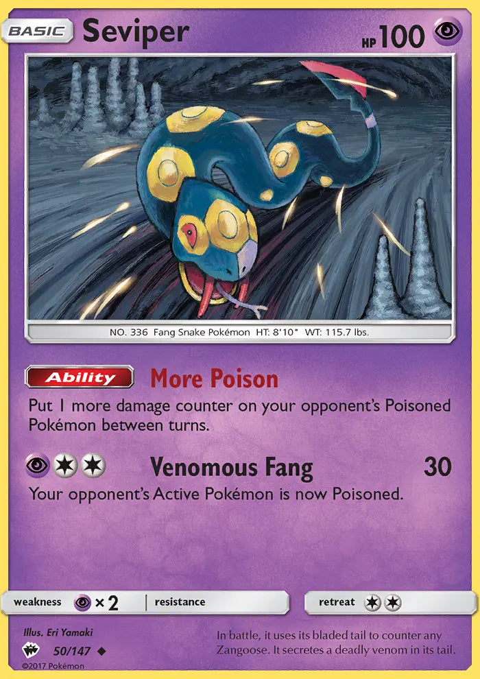 Seviper 50 Burning Shadows Pokesingles