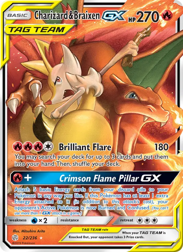 Charizard & Braixen GX 22 Cosmic Eclipse Pokesingles