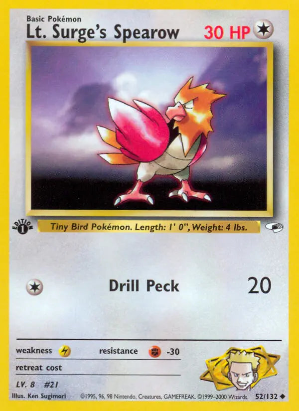 Lt. Surge's Spearow 52 Gym Heroes Pokesingles