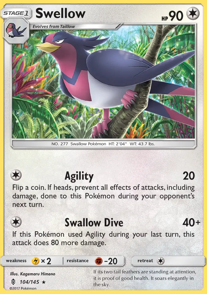Swellow 104 Guardians Rising Pokesingles