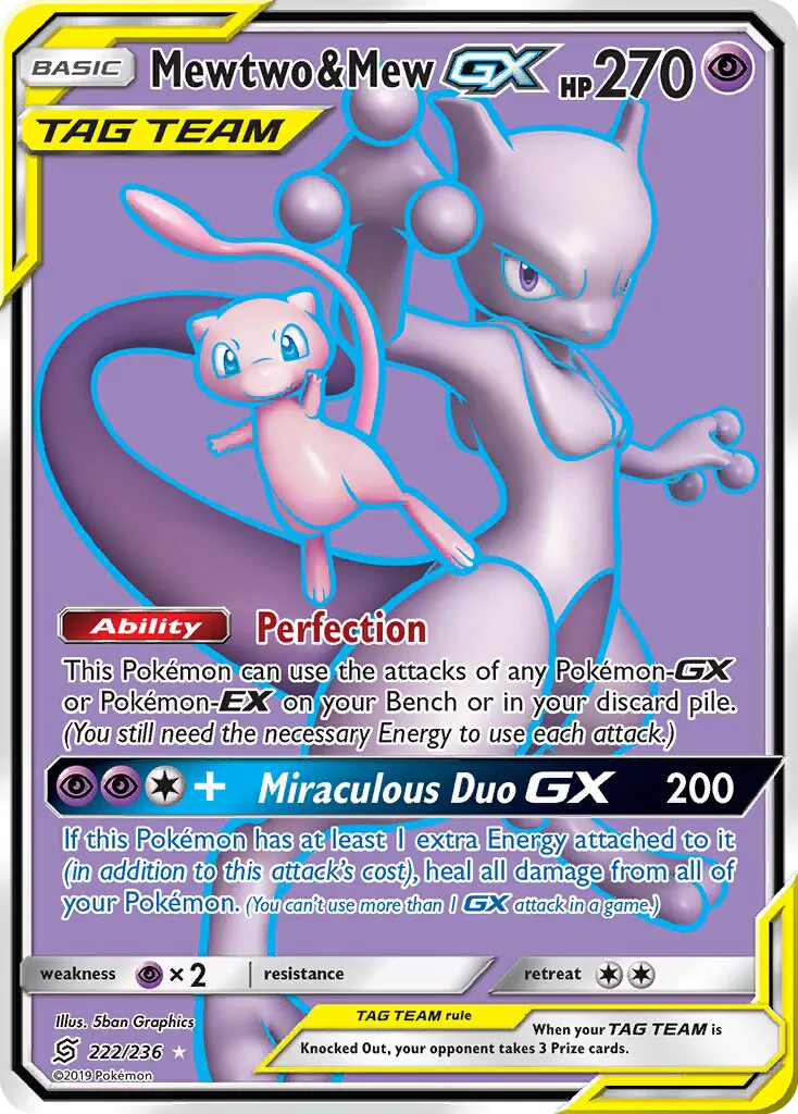 Mewtwo & Mew GX 222 Unified Minds Pokesingles