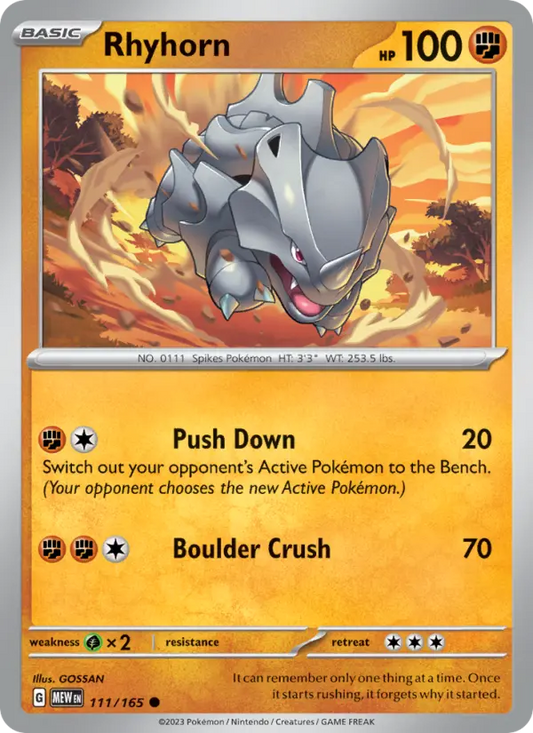 Rhyhorn 111 151 Pokesingles