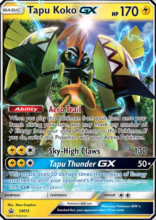 Tapu Koko GX SM33 SM Black Star Promos Pokesingles
