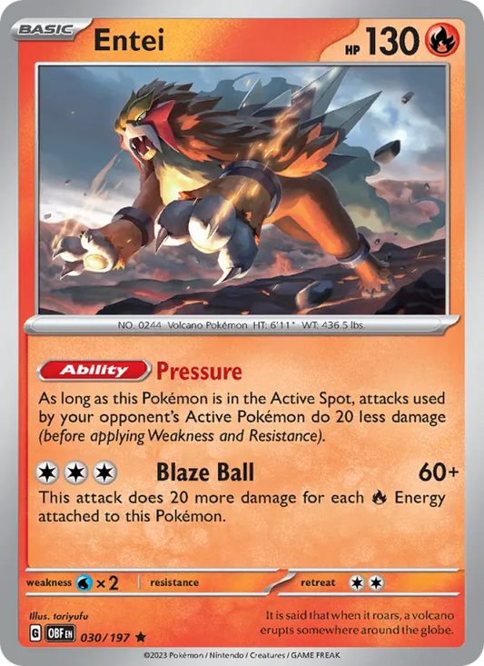 Entei 30 Obsidian Flames Pokesingles