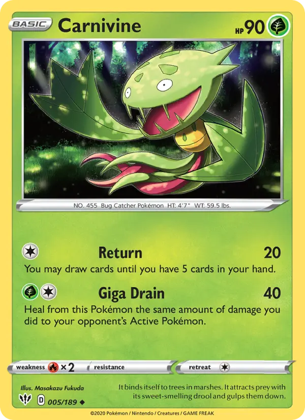 Carnivine 5 Darkness Ablaze Pokesingles