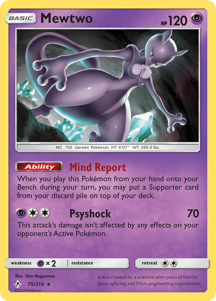 Mewtwo 75 Unbroken Bonds Pokesingles