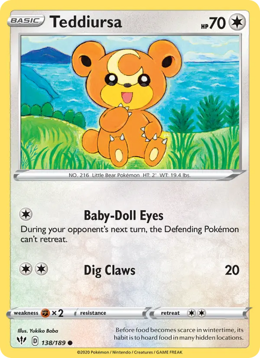 Teddiursa 138 Darkness Ablaze Pokesingles
