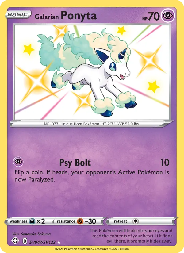 Galarian Ponyta SV047 Shining Fates Pokesingles
