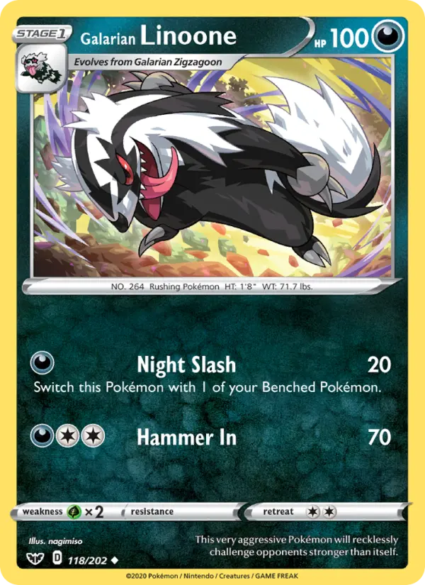 Galarian Linoone 118 Sword & Shield Pokesingles