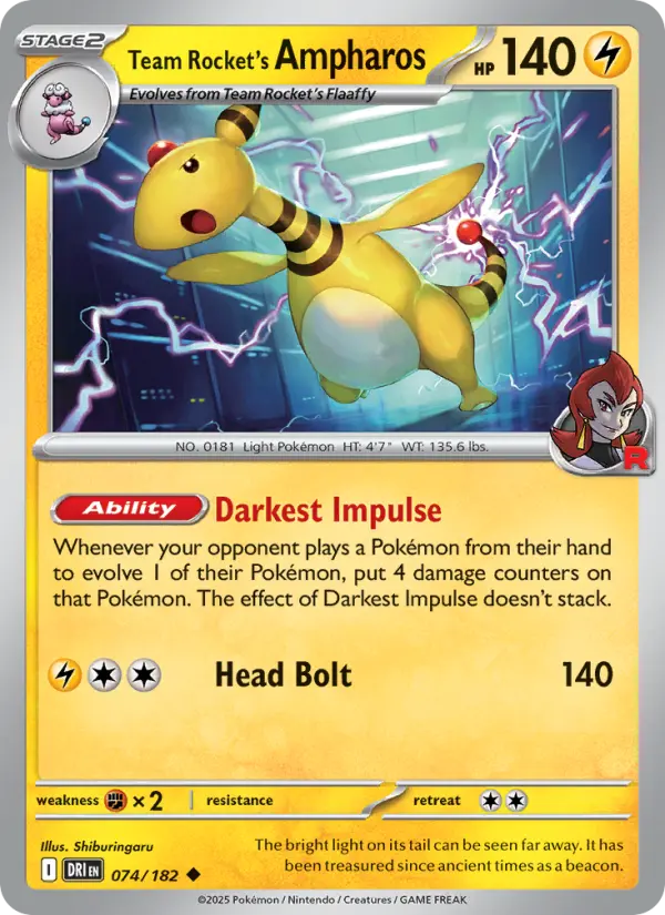 Team Rocket's Ampharos 74 Destined Rivals Pokesingles