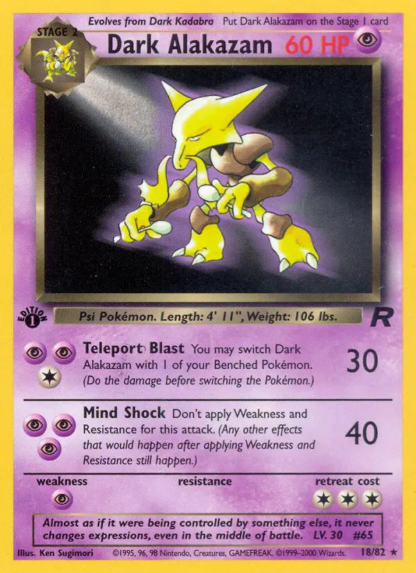 Dark Alakazam 18 Team Rocket Pokesingles